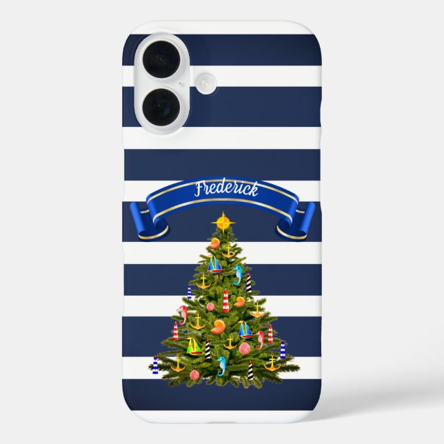 Nautical Christmas Tree Custom Case-Mate iPhone Hülle (Rückseite)