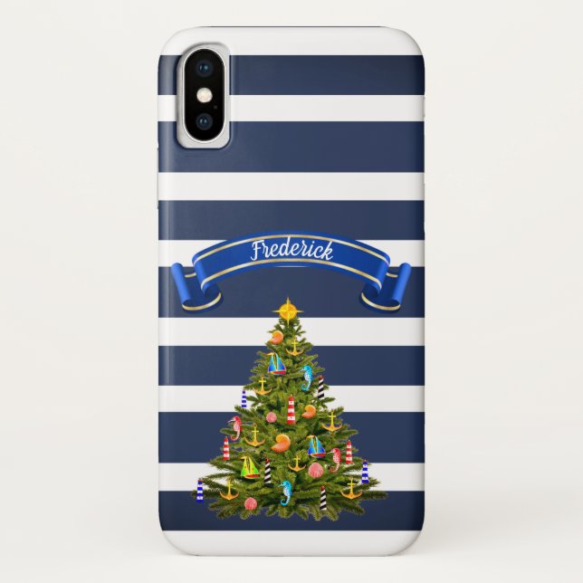Nautical Christmas Tree Custom Case-Mate iPhone Hülle (Rückseite)