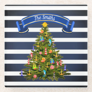 Nautical Christmas Tree Custom Glasuntersetzer