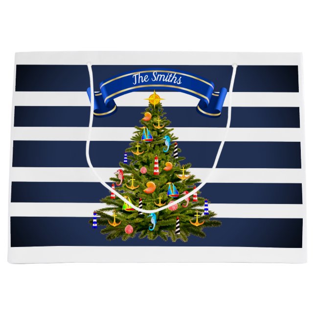 Nautical Christmas Tree Custom Große Geschenktüte (Vorderseite)