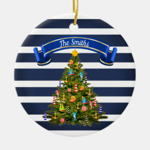 Nautical Christmas Tree Custom Keramik Ornament
