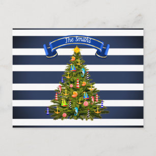 Nautical Christmas Tree Custom Postkarte