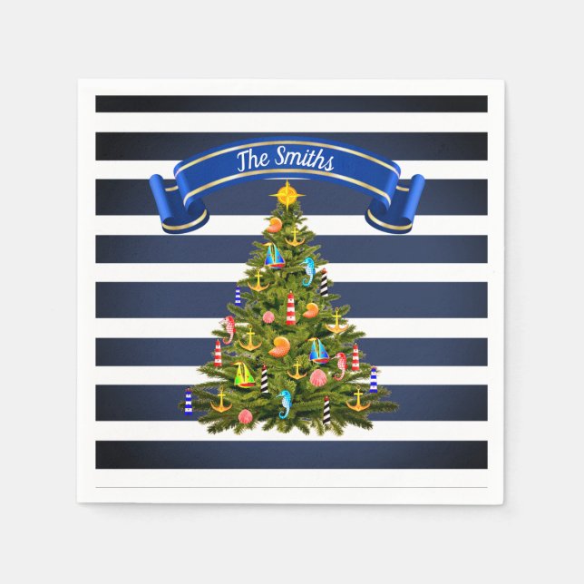 Nautical Christmas Tree Custom Serviette (Vorderseite)