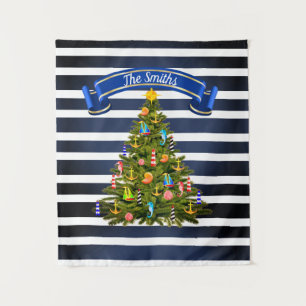 Nautical Christmas Tree Custom Wandteppich