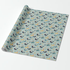 Nautical Christmas Wrapping Paper Featuring Whales Geschenkpapier