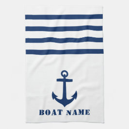 Nautical Classic Anker Ihr Boot Name Blue Stripe Geschirrtuch