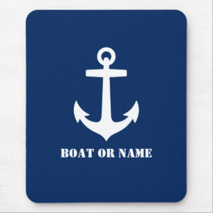 Nautical Classic Anker Ihr Boot oder Name Blue Mousepad