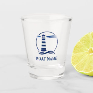 Nautical Classic Lighthouse mit Ihrem Bootnamen Schnapsglas