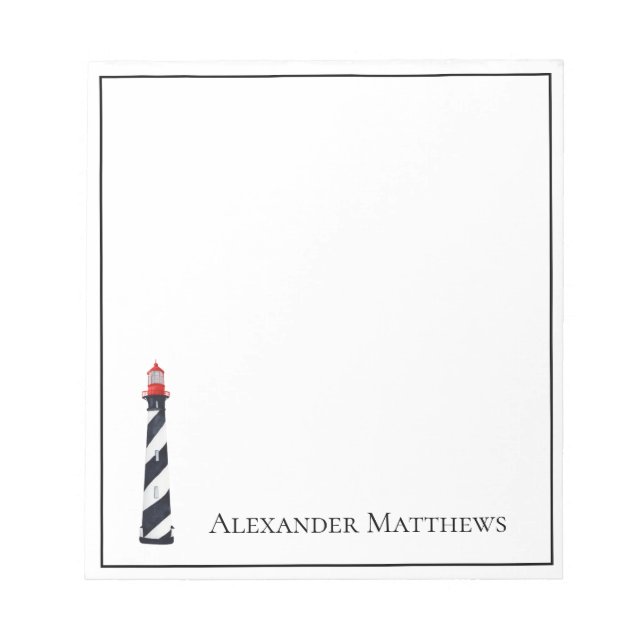 Nautical Coastal Beach Lighthouse Personalisiert Notizblock (Vorderseite)