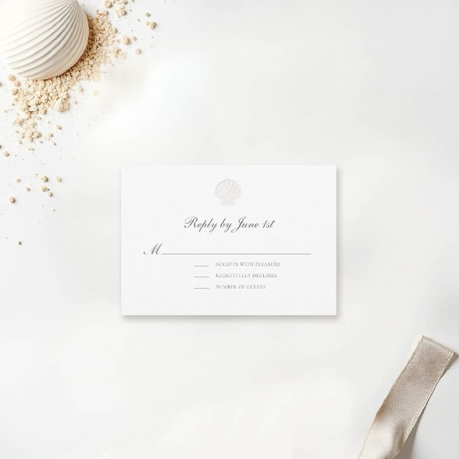 Nautical Coastal Ecru Classic formelle Hochzeitsre (nautical wedding response reply card rsvp coastal modern classic formal traditional elegant script)