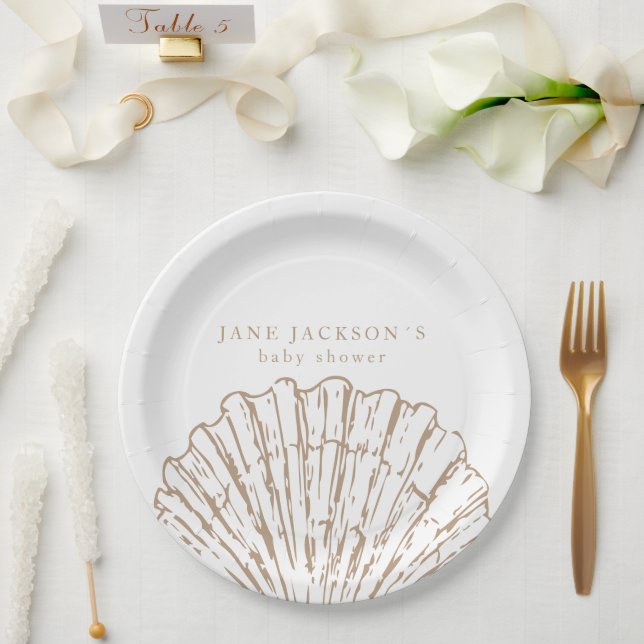 Nautical Coastal Elegeant Clamshell Baby Shower Pappteller (Hochzeit)