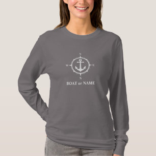Nautical Compass Ankerplatz Ihres Bootes oder Name T-Shirt