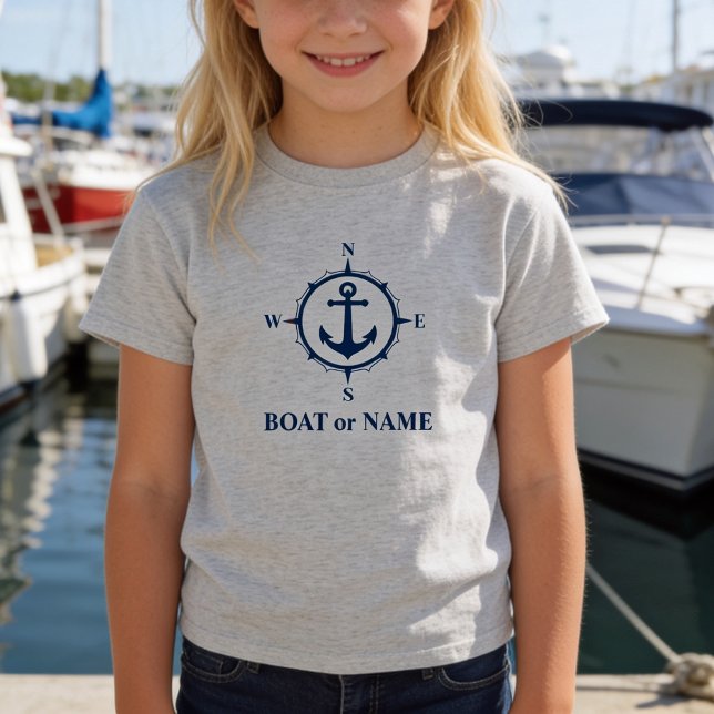 Nautical Compass Ankerplatz Ihres Bootes oder Name T-Shirt (Von Creator hochgeladen)