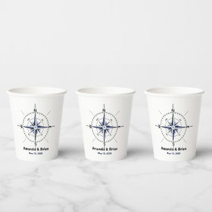 Nautical Compass Beach Hochzeit Personalisiert Pappbecher