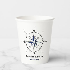 Nautical Compass Beach Hochzeit Personalisiert Pappbecher