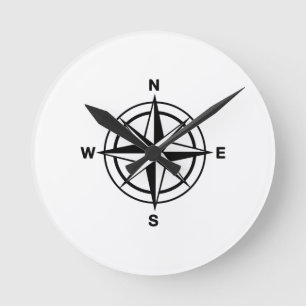 Nautical Compass Runde Wanduhr