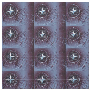 Nautical Compass Segelschiffe um Mitternacht Stoff