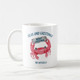 Nautical Crab Seas Grüße Weihnachten Kaffeetasse