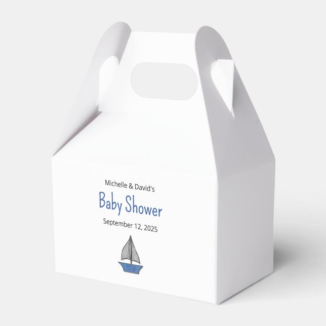 Nautical Cute Sailboat Boy Couples Baby Shower Geschenkschachtel (Vorderseite)