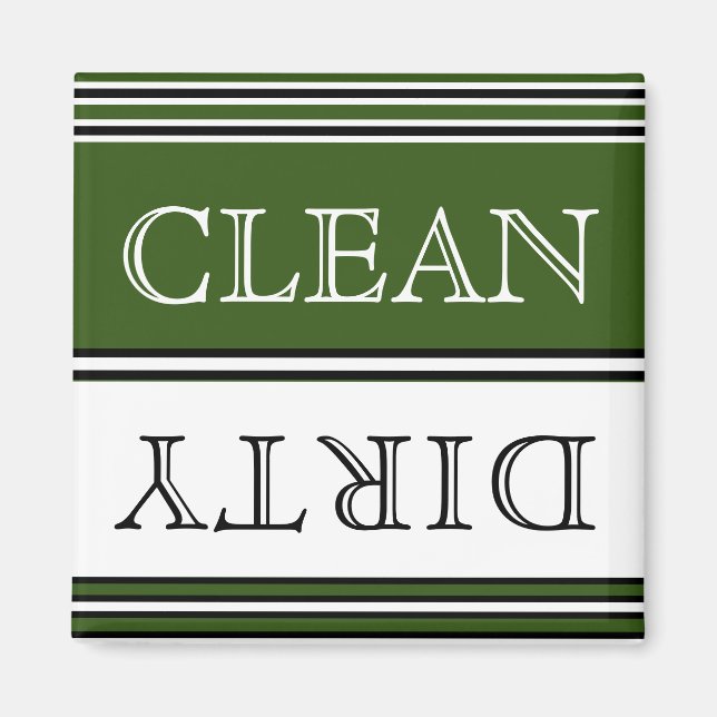 Nautical Dark GreenGeschirrspüler Dirty Clean Magnet (Vorne)