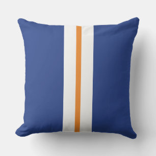 Nautical Deep Blue Orange White Racing Stripes Kissen