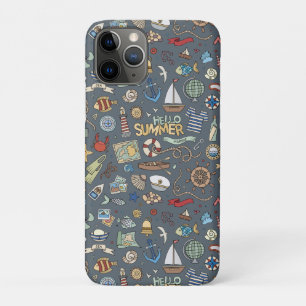Nautical Design auf blauem Hintergrund iPhone Case