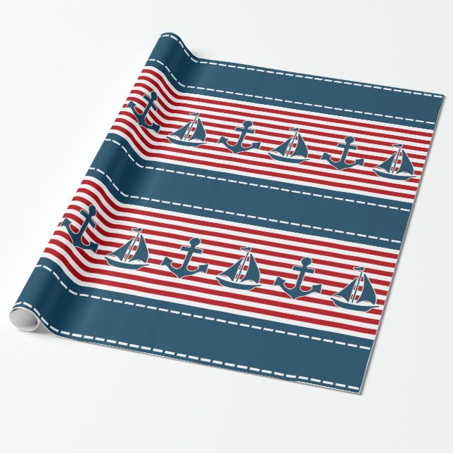 Nautical Design Geschenkpapier (Ungerollt)