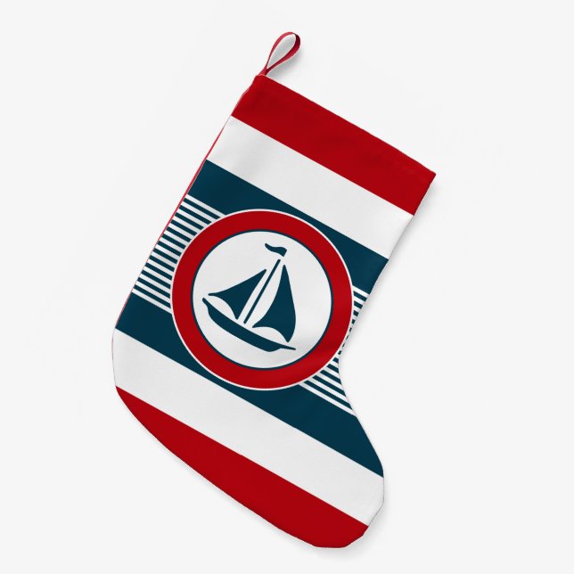 Nautical Design Kleiner Weihnachtsstrumpf (Vorderansicht (hängend))