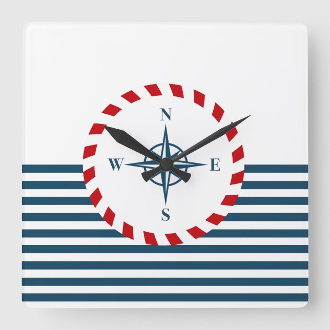 Nautical Design Quadratische Wanduhr (Vorderseite)
