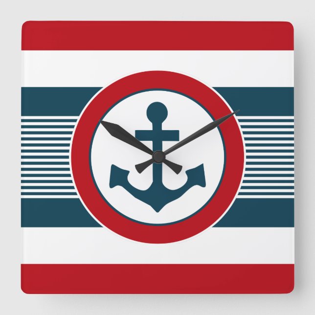 Nautical Design Quadratische Wanduhr (Vorderseite)