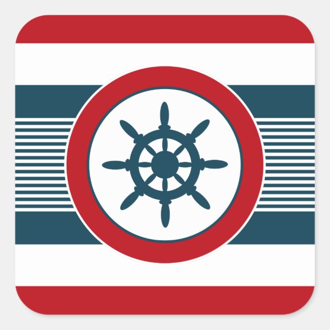 Nautical Design Quadratischer Aufkleber (Vorderseite)