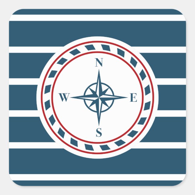 Nautical Design Quadratischer Aufkleber (Vorderseite)
