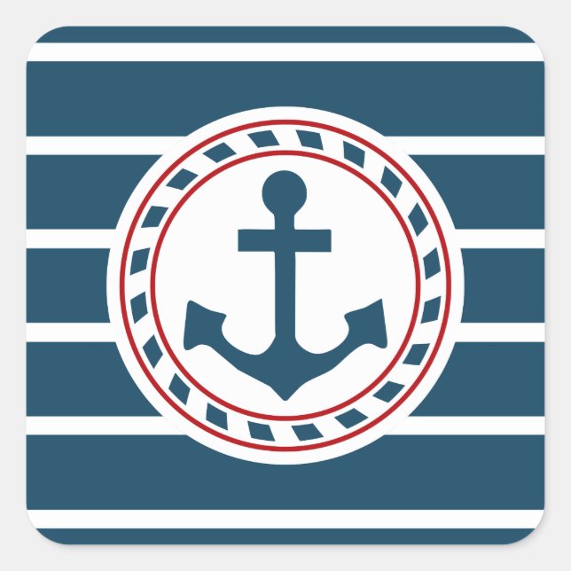 Nautical Design Quadratischer Aufkleber (Vorderseite)