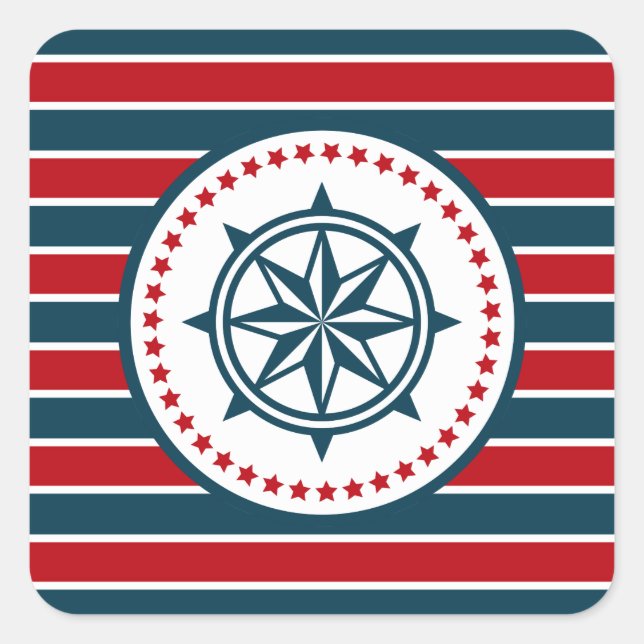 Nautical Design Quadratischer Aufkleber (Vorderseite)