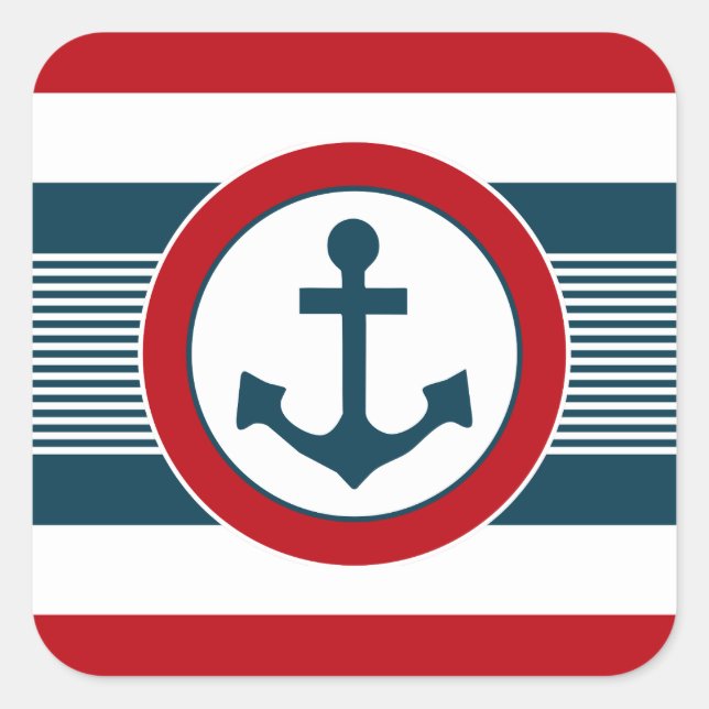 Nautical Design Quadratischer Aufkleber (Vorderseite)