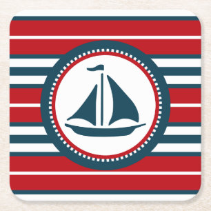 Nautical Design Rechteckiger Pappuntersetzer