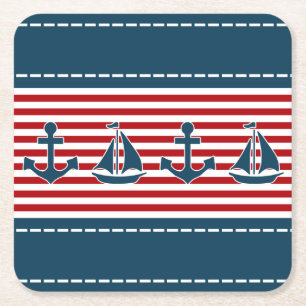 Nautical Design Rechteckiger Pappuntersetzer