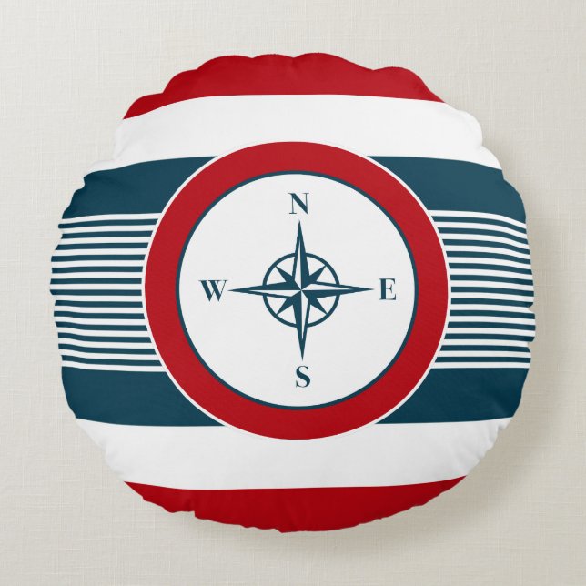 Nautical Design Rundes Kissen (Vorderseite)
