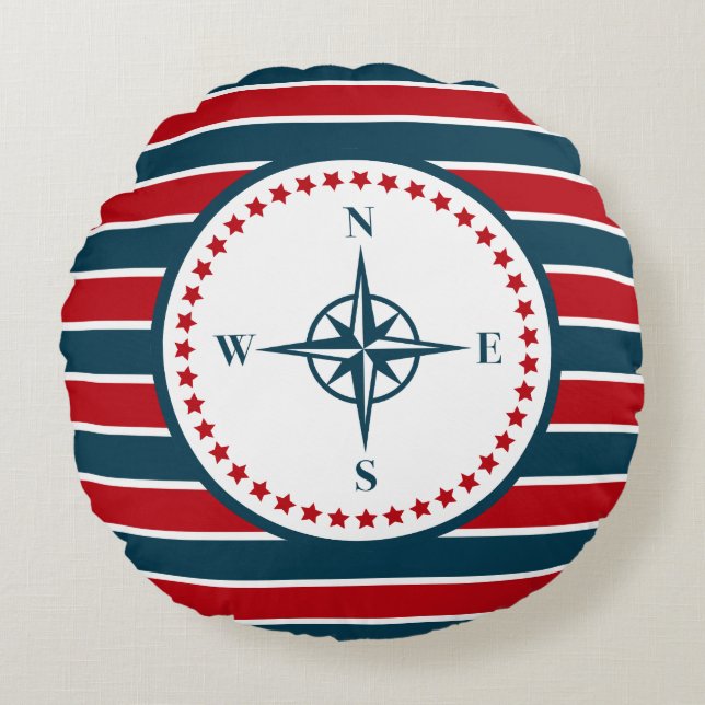 Nautical Design Rundes Kissen (Vorderseite)