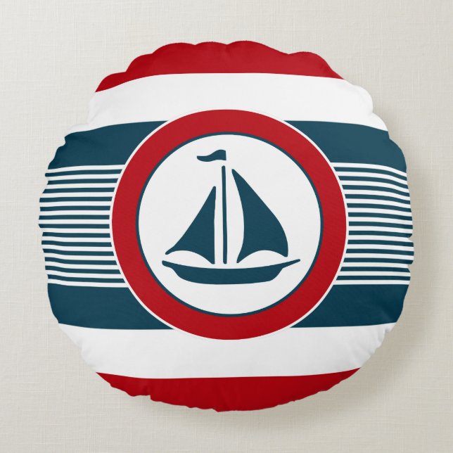 Nautical Design Rundes Kissen (Vorderseite)