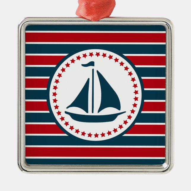 Nautical Design Silbernes Ornament (Vorne)