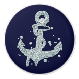 Nautical Diamond Anchor Bling Glam Beach Chic Keramikknauf