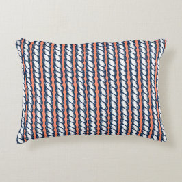 Nautical Doodles – Coral & Navy Rope Stripe Dekokissen
