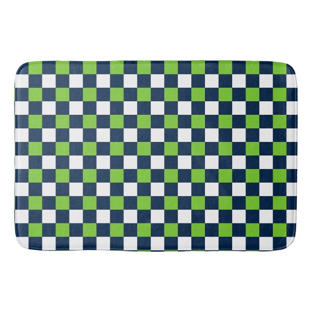 Nautical Doodles – Lime & Navy Mini Check Badematte (Vorderseite)