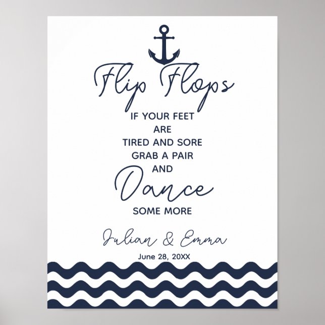 Nautical Dreh Flop Hochzeitsparty drucken Poster (Vorne)