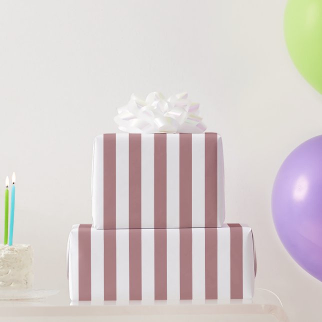 Nautical Dusty Pink & White Striping Geschenkpapier (Partygeschenke)