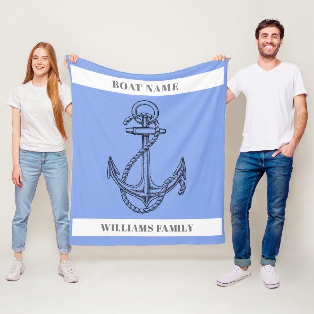 "Nautical Escape" Personalisierter Schiffsname Ank Fleecedecke (Beispiel)