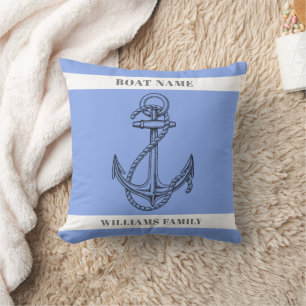 "Nautical Escape" Personalisierter Schiffsname Ank Kissen