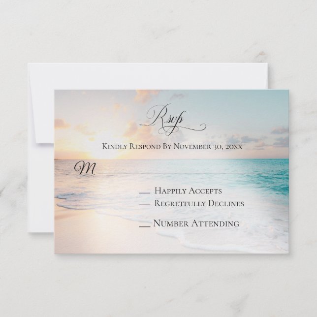 *~* Nautical Exotic Ocean Beach Hochzeitsreise UAW RSVP Karte (Vorderseite)