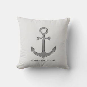 Nautical Family Anchor auf Silver Gray Kissen